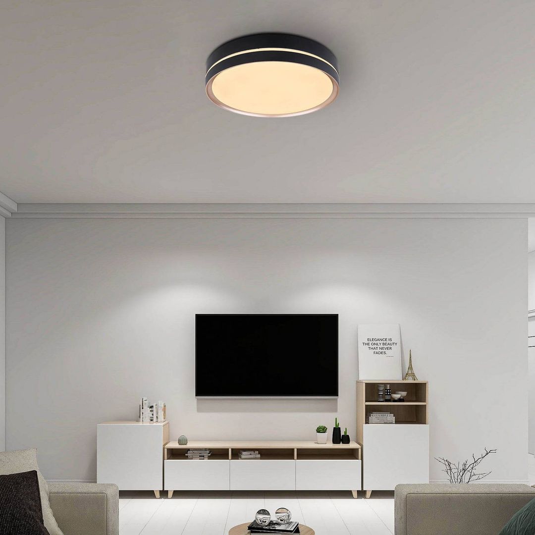 Globo Manni LED ceiling lamp, Ø 39 cm, black/bronze-coloured, CCT - Image 1