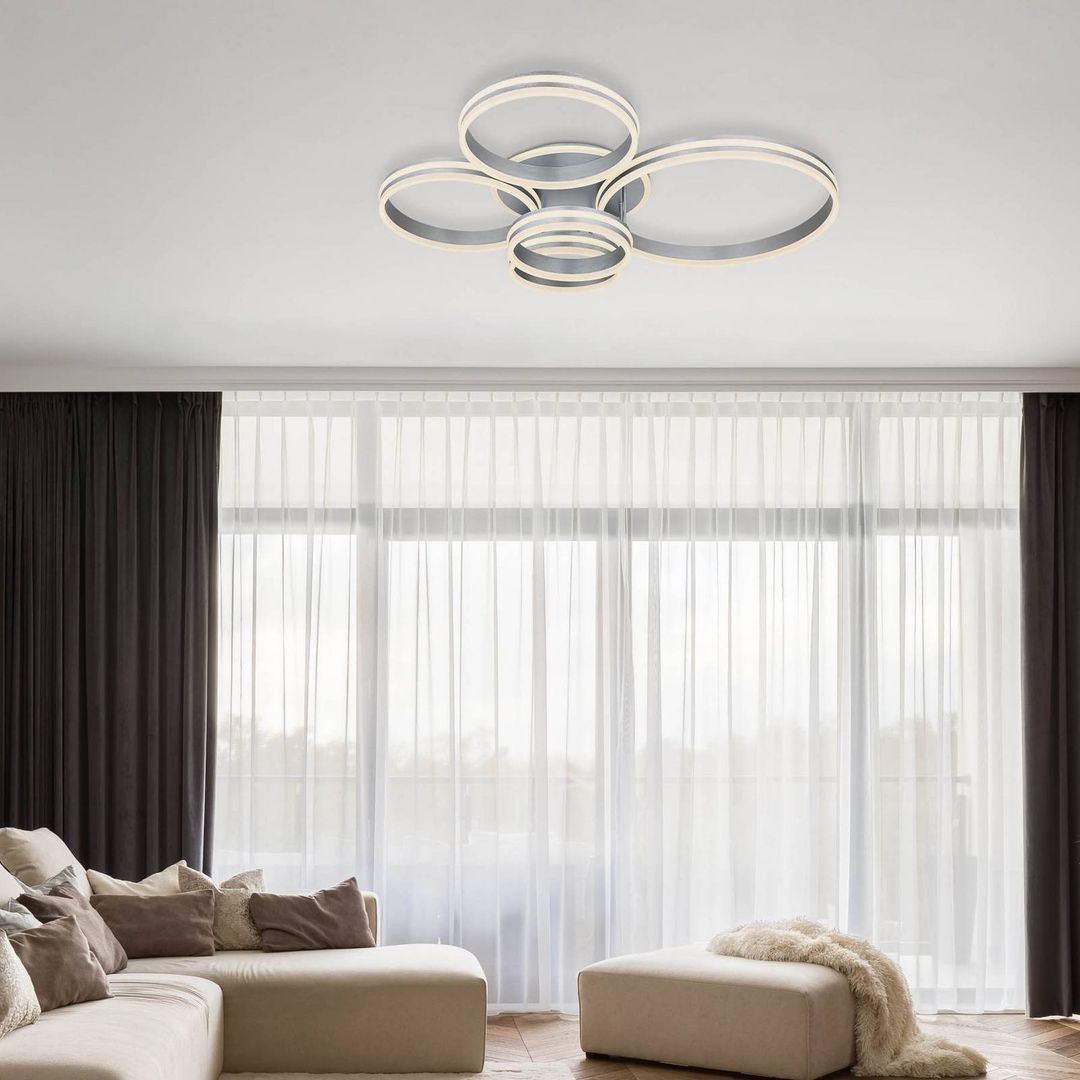 Globo LED ceiling lamp Rubio, length 114 cm, grey, CCT, 5-bulb - Image 1