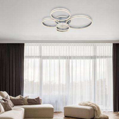 Globo LED ceiling lamp Rubio, length 114 cm, grey, CCT, 5-bulb
