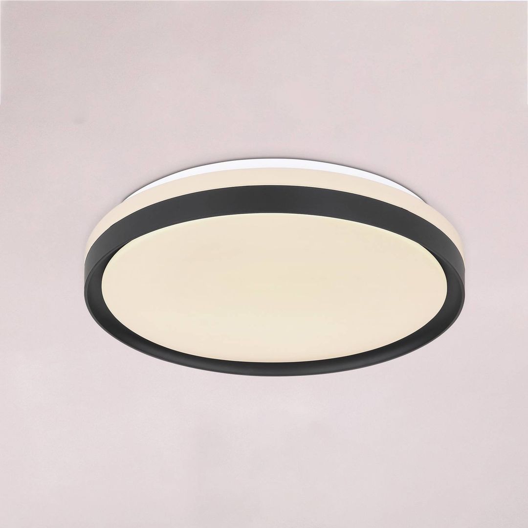 Globo Sonny LED ceiling light, black, CCT, Ø 39 cm - Image 1