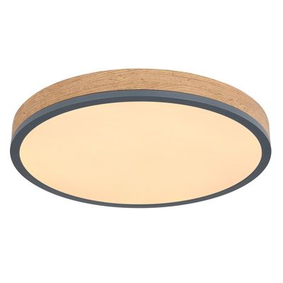 Globo Doro LED ceiling lamp, Ø 45 cm, dark graphite/wood, wood, 830 - Thumbnail 2