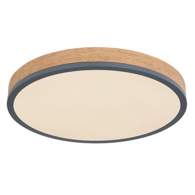 Globo Doro LED ceiling lamp, Ø 45 cm, dark graphite/wood, wood, CCT - Thumbnail 2