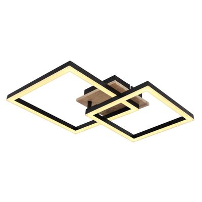 Globo Bossy LED ceiling lamp, length 53, black/dark wood, wood - Thumbnail 2