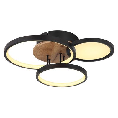 Globo Sid LED ceiling light with wood, 4-bulb - Thumbnail 2