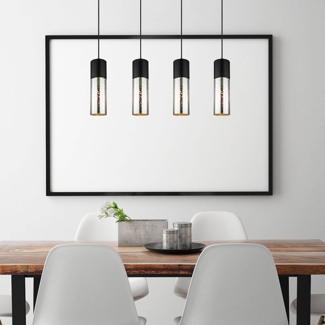 Globo Annika pendant light, 4-bulb, black - Image 1