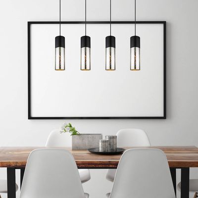 Globo Annika pendant light, 4-bulb, black