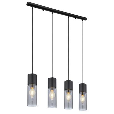 Globo Annika pendant light, 4-bulb, black - Thumbnail 2