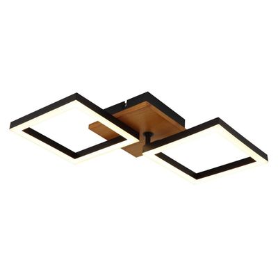 Globo Kerry LED ceiling lamp, length 46 cm, black/dark brown - Thumbnail 2