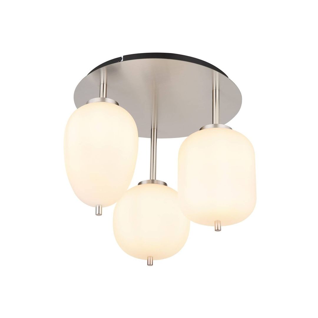 Globo Blacky I ceiling light, nickel/opal, Ø 46 cm, 3-bulb, glass - Image 1