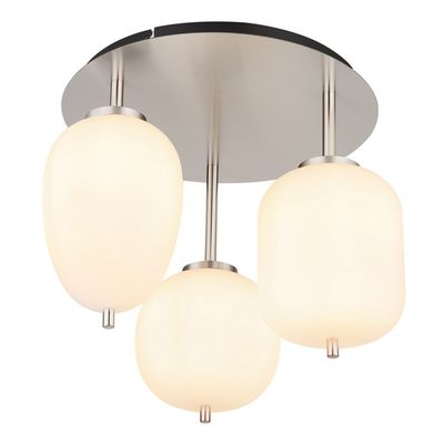 Globo Blacky I ceiling light, nickel/opal, Ø 46 cm, 3-bulb, glass - Thumbnail 2