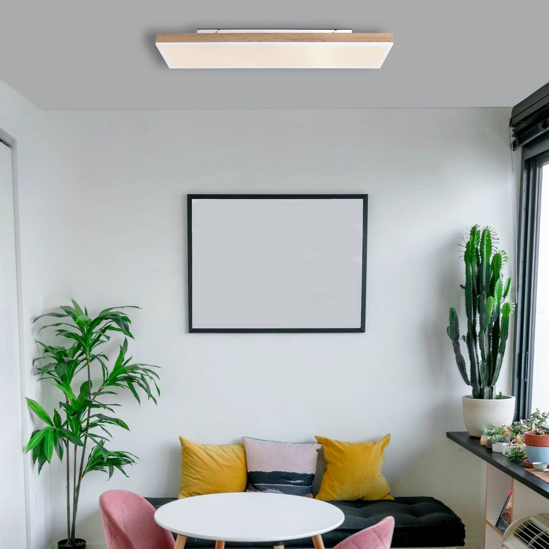 Globo LED ceiling lamp Doro, length 80 cm, dark wood, wood, CCT - Image 1