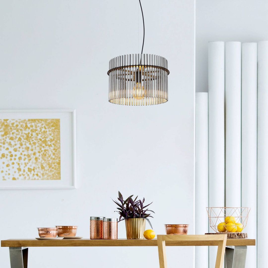 Globo Gorley hanging light, smoky grey/black, Ø 40 cm, glass, E27 - Image 1