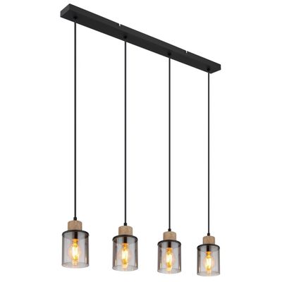 Globo Reid pendant light, 4-bulb, black/smoke - Thumbnail 2