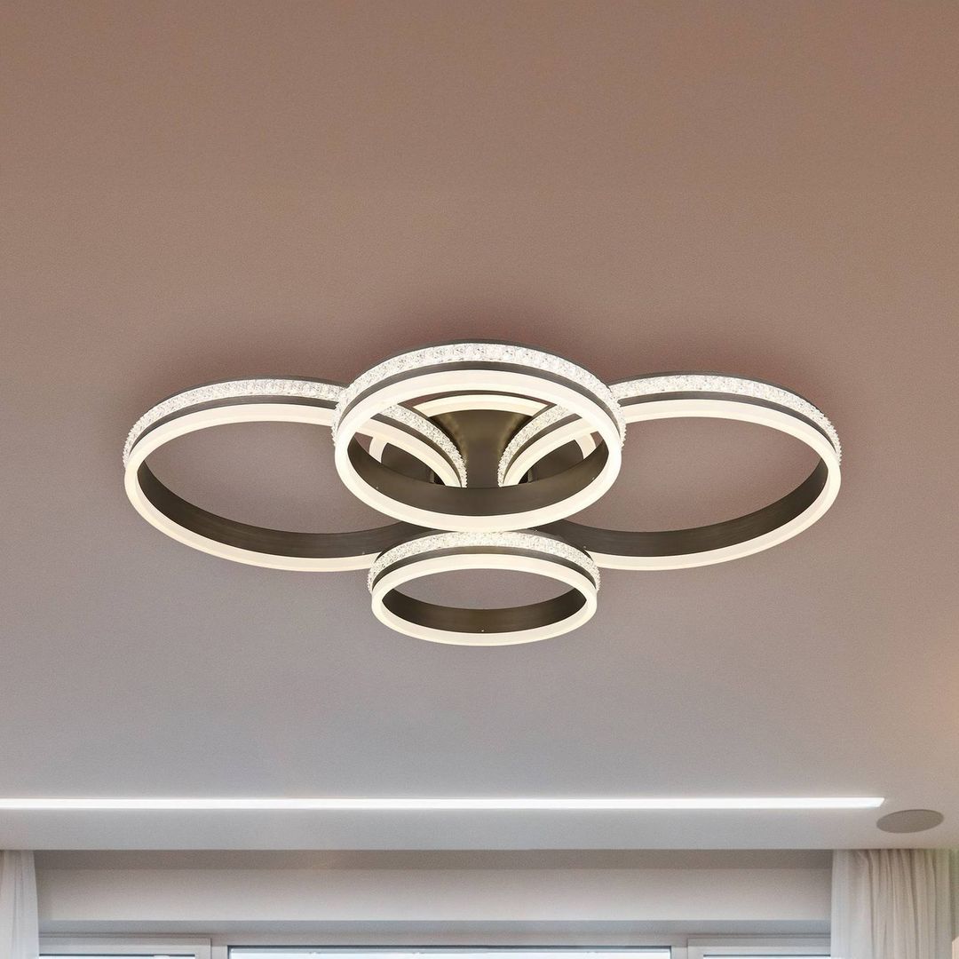 Globo Grouni LED ceiling lamp, length 85 cm, titanium colour, CCT - Image 1