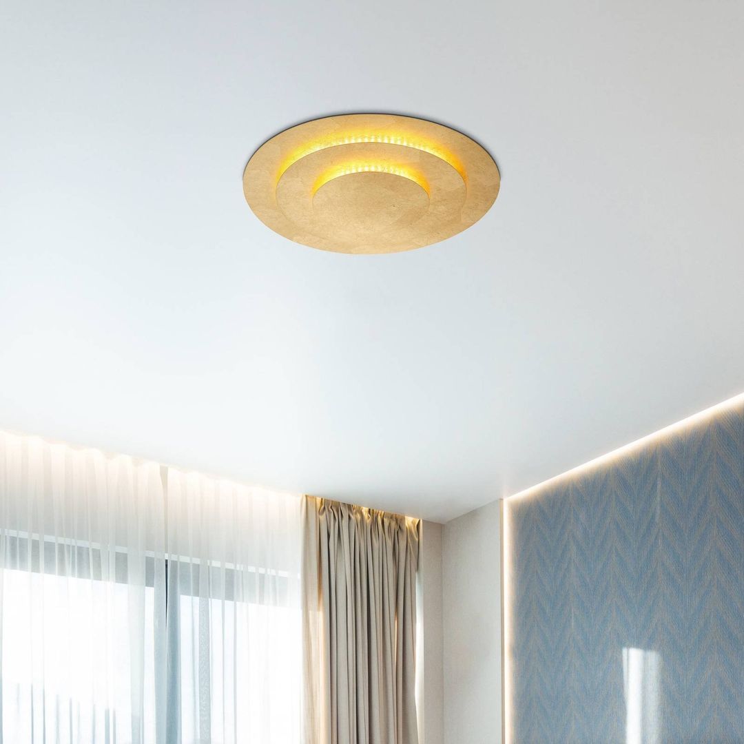 Globo Heda LED ceiling light, Ø 35 cm, gold-coloured, metal - Image 1