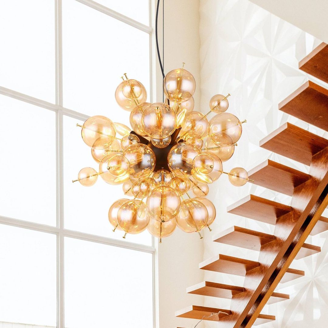 Globo Udo pendant light, amber-coloured, Ø 55 cm, glass - Image 1