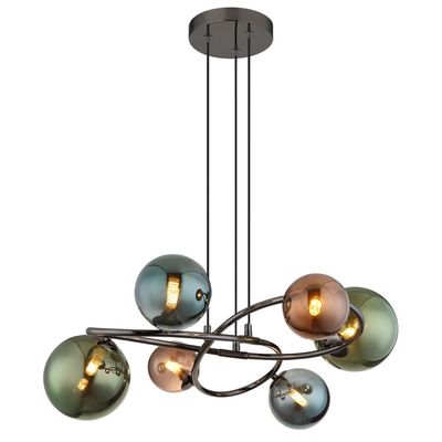 Globo Riha hanging light, Ø 65 cm, colourful, glass/metal, 6-bulb. - Thumbnail 2