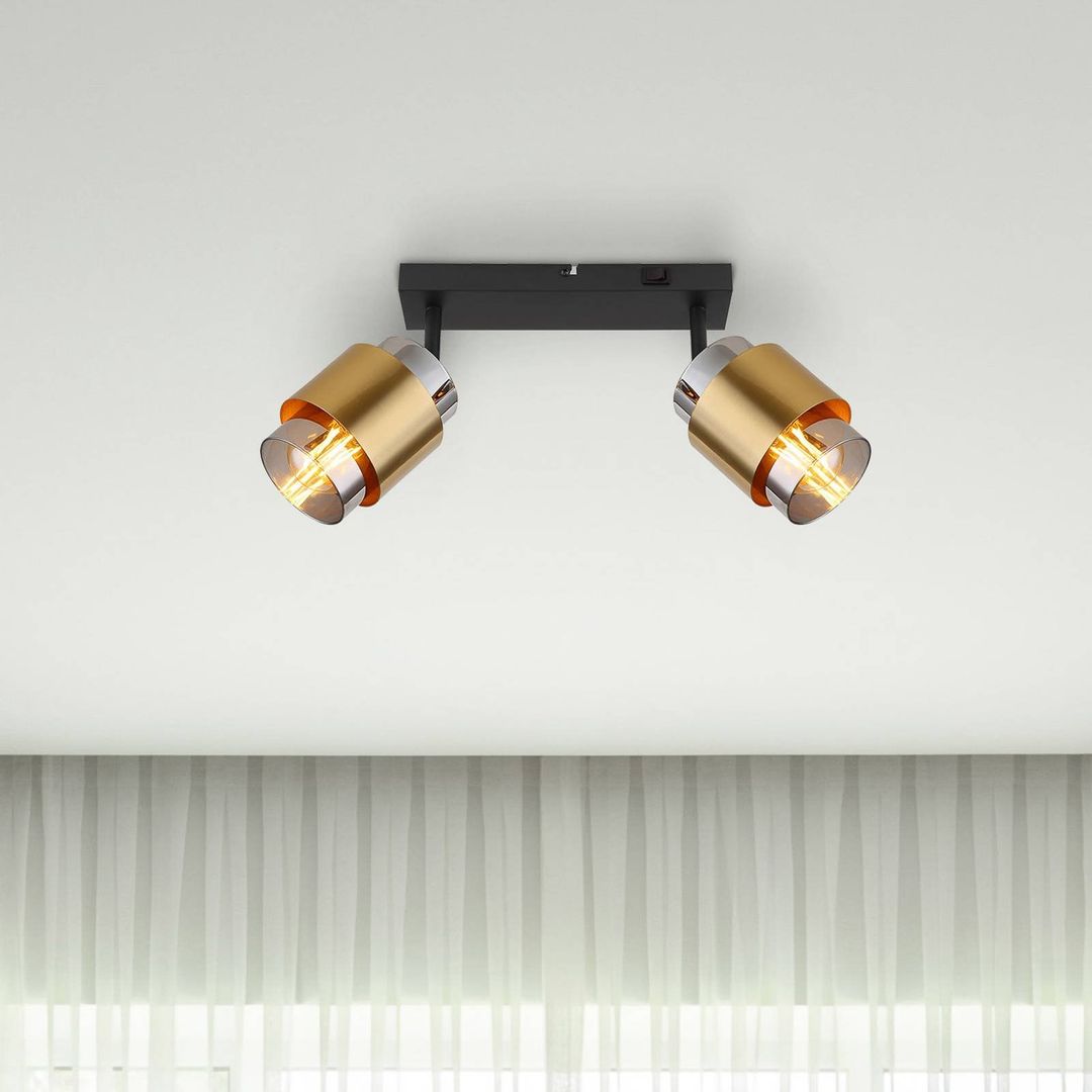 Globo Milley downlight, length 26 cm, brass-coloured, 2-bulb. - Image 1