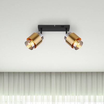 Globo Milley downlight, length 26 cm, brass-coloured, 2-bulb.