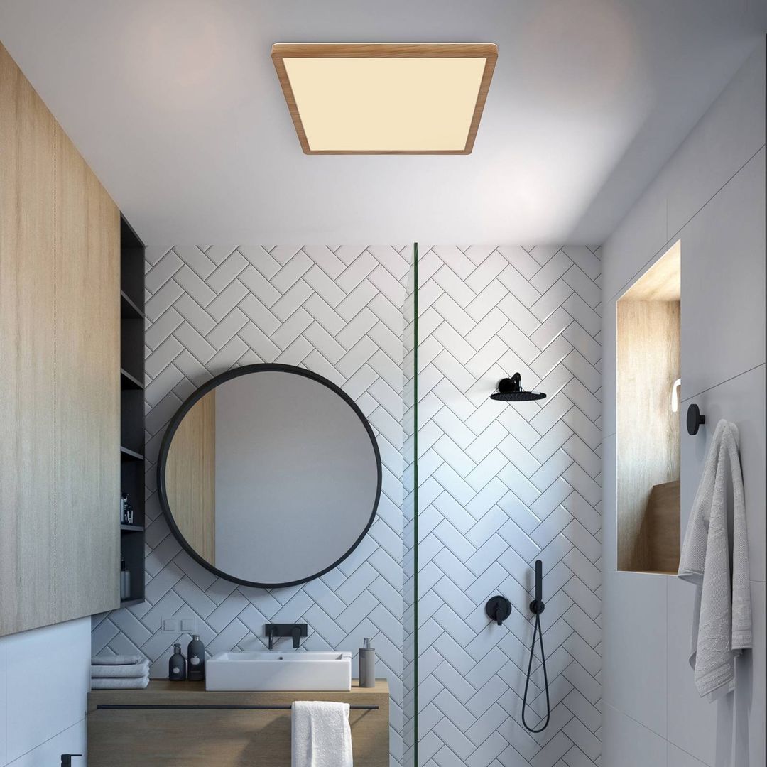 Globo LED ceiling light Sapana, length 29.5 cm, wood look - Image 1