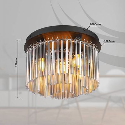 Globo Gorley ceiling lamp, smoke/black, glass, 32 cm, 5-bulb, E14