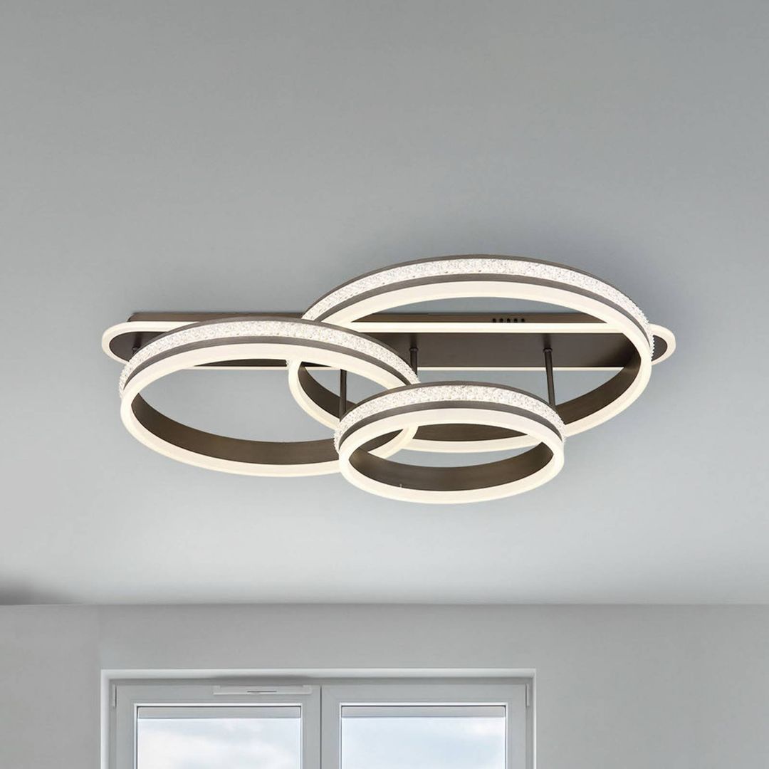 Globo Grouni LED ceiling lamp, length 80 cm, titanium colour, CCT metal - Image 1