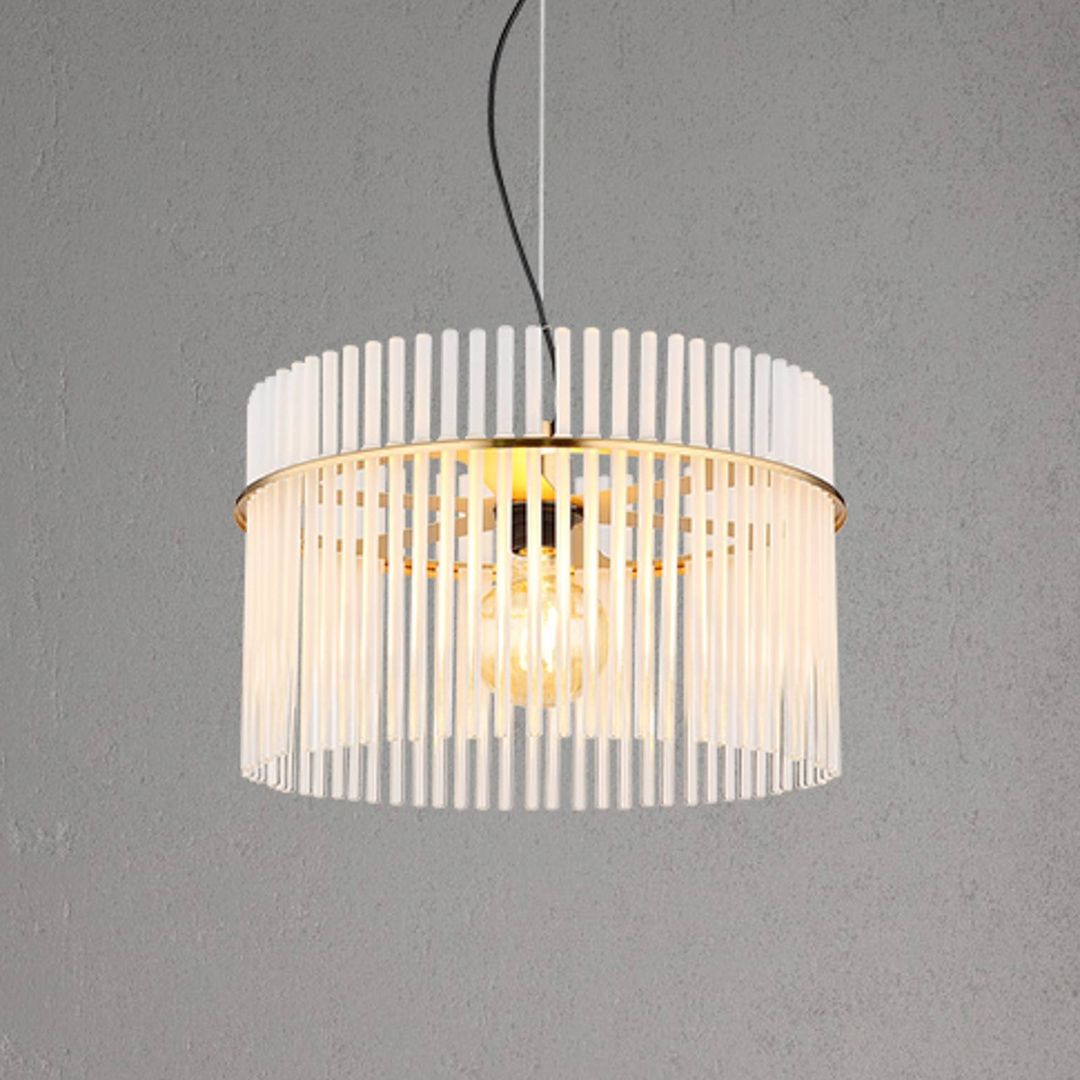 Globo Gorley hanging light, white/gold, Ø 40 cm, glass, E27 - Image 1
