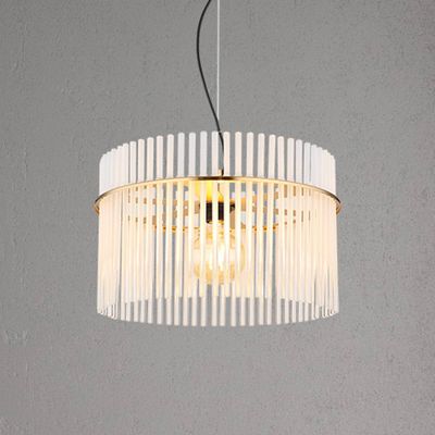 Globo Gorley hanging light, white/gold, Ø 40 cm, glass, E27