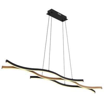 Globo Geronimo LED hanging light, length 108 cm, black/wood look - Thumbnail 2