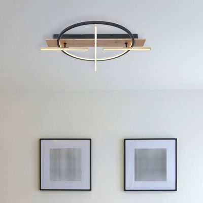 Globo Beatrix LED ceiling light, length 44 cm, wood/black, wood