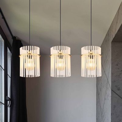Globo Gorley hanging light, white/gold, 3-bulb, 80 cm, glass, E27