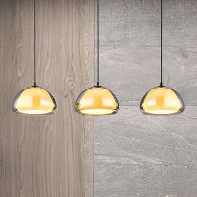 Globo Jella pendant light, length 95 cm, smoke grey, 3-bulb, glass