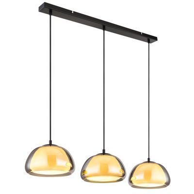 Globo Jella pendant light, length 95 cm, smoke grey, 3-bulb, glass - Thumbnail 2