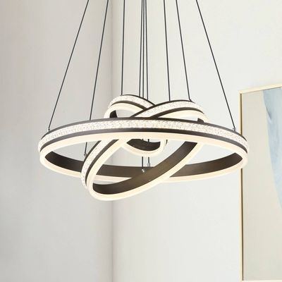 Globo Grouni LED hanging light, Ø 60 cm, titanium-coloured, CCT, metal