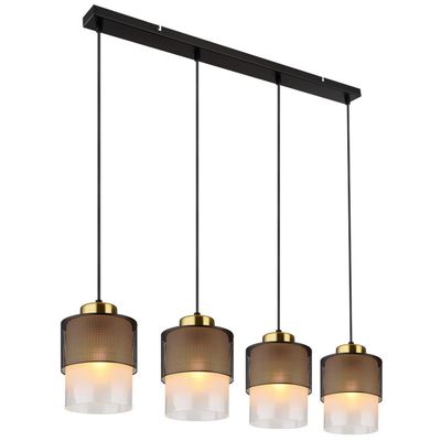 Globo Olga pendant light, length 91 cm, black, 4-bulb, metal/glass - Thumbnail 2