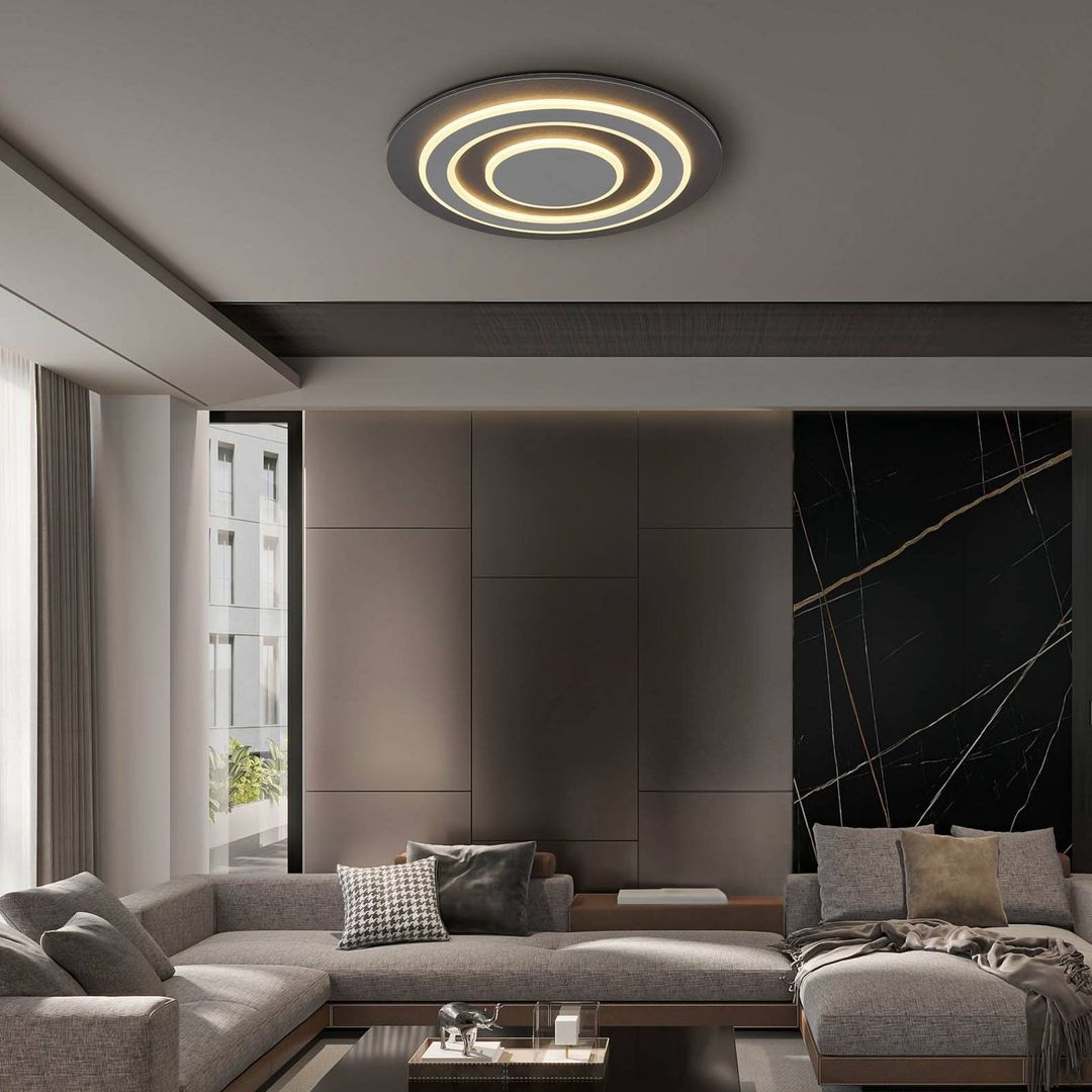 Globo Jayden LED ceiling lamp, Ø 48 cm, anthracite/grey, metal - Image 1