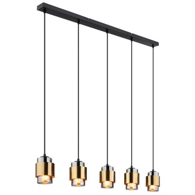 Globo Milley hanging light, length 105 cm, brass-coloured, 5-bulb. - Thumbnail 2