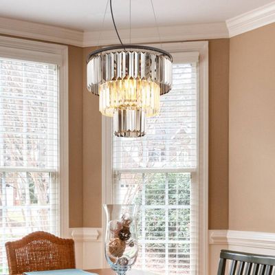 Globo Naxis pendant light, smoky grey/clear, Ø 40 cm, crystal