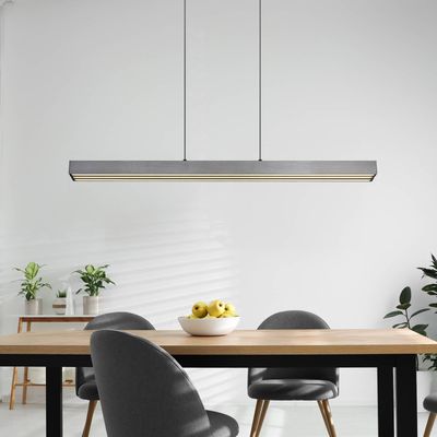 Globo LED hanging light Ethan, grey, metal, 150 cm, extendable
