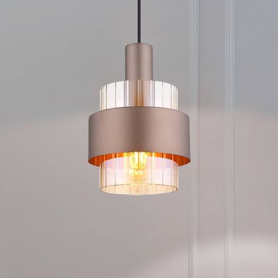 Globo Milley hanging light, Ø 19 cm, bronze-coloured, metal