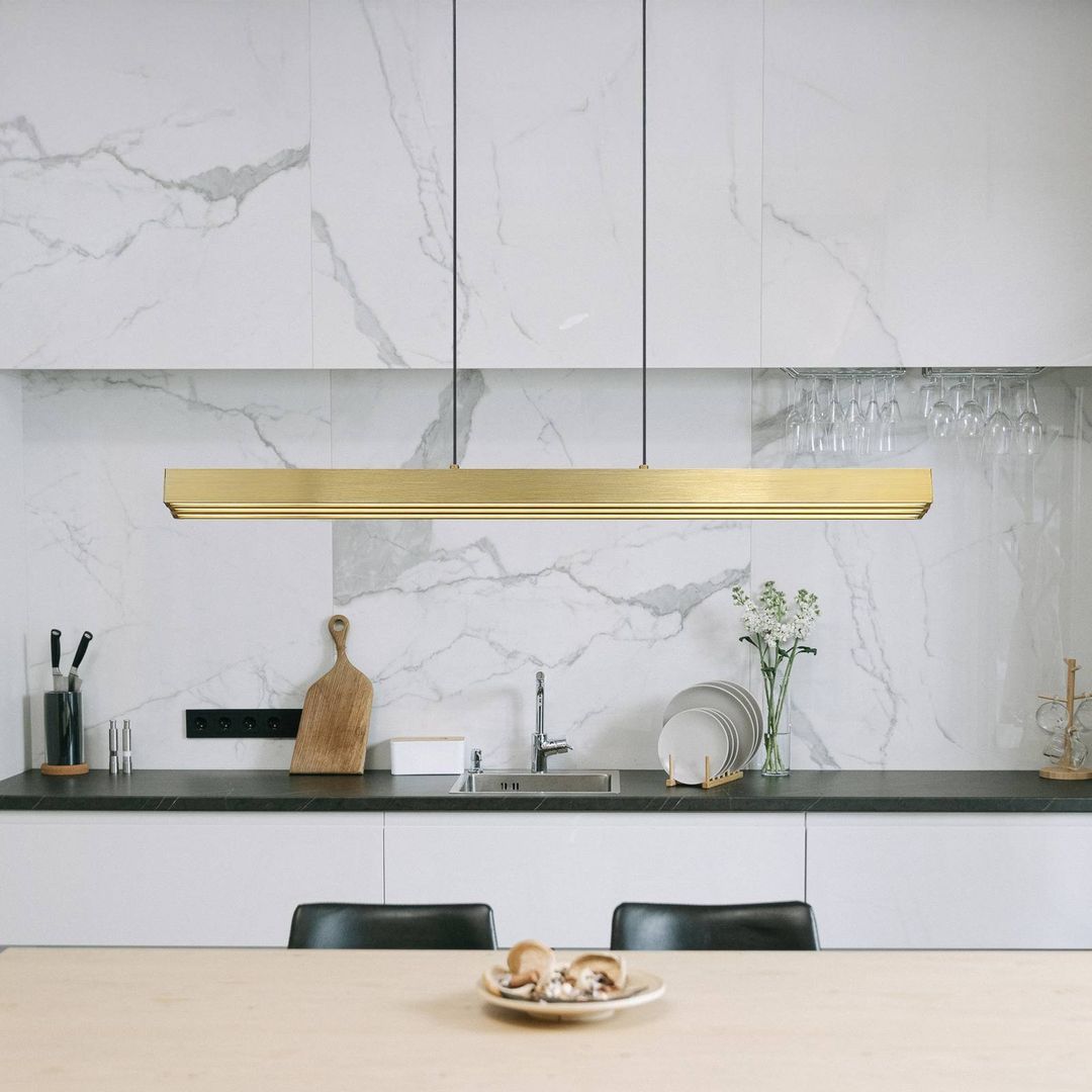 Globo LED hanging light Ethan, brass-coloured, 150 cm, extendable - Image 1