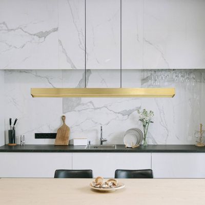 Globo LED hanging light Ethan, brass-coloured, 150 cm, extendable