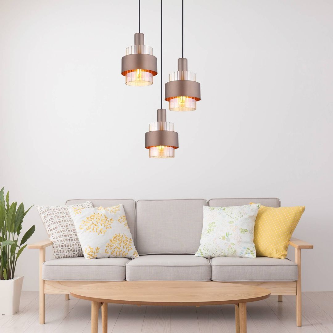 Globo Milley hanging light, Ø 45 cm, bronze-coloured, 3-bulb, metal - Image 1