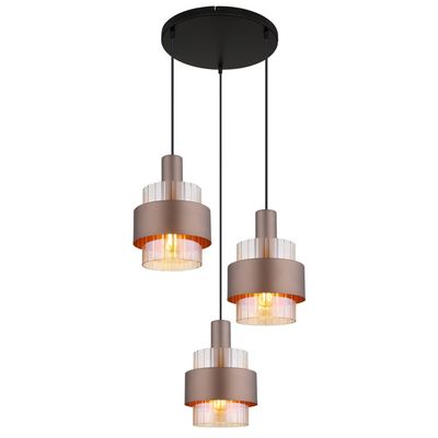 Globo Milley hanging light, Ø 45 cm, bronze-coloured, 3-bulb, metal - Thumbnail 2