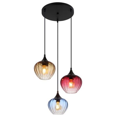 Globo Sander pendant light, Ø 45 cm, multicoloured, glass, 3-bulb. - Thumbnail 2