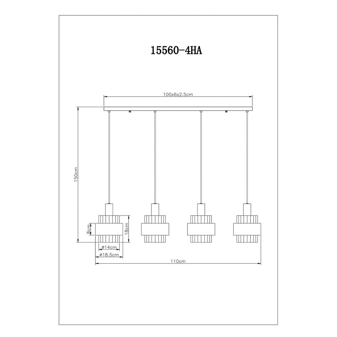 Globo Milley hanging light, length 110 cm, bronze-coloured, 4-bulb. - Image 1