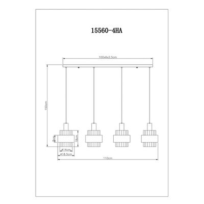 Globo Milley hanging light, length 110 cm, bronze-coloured, 4-bulb.