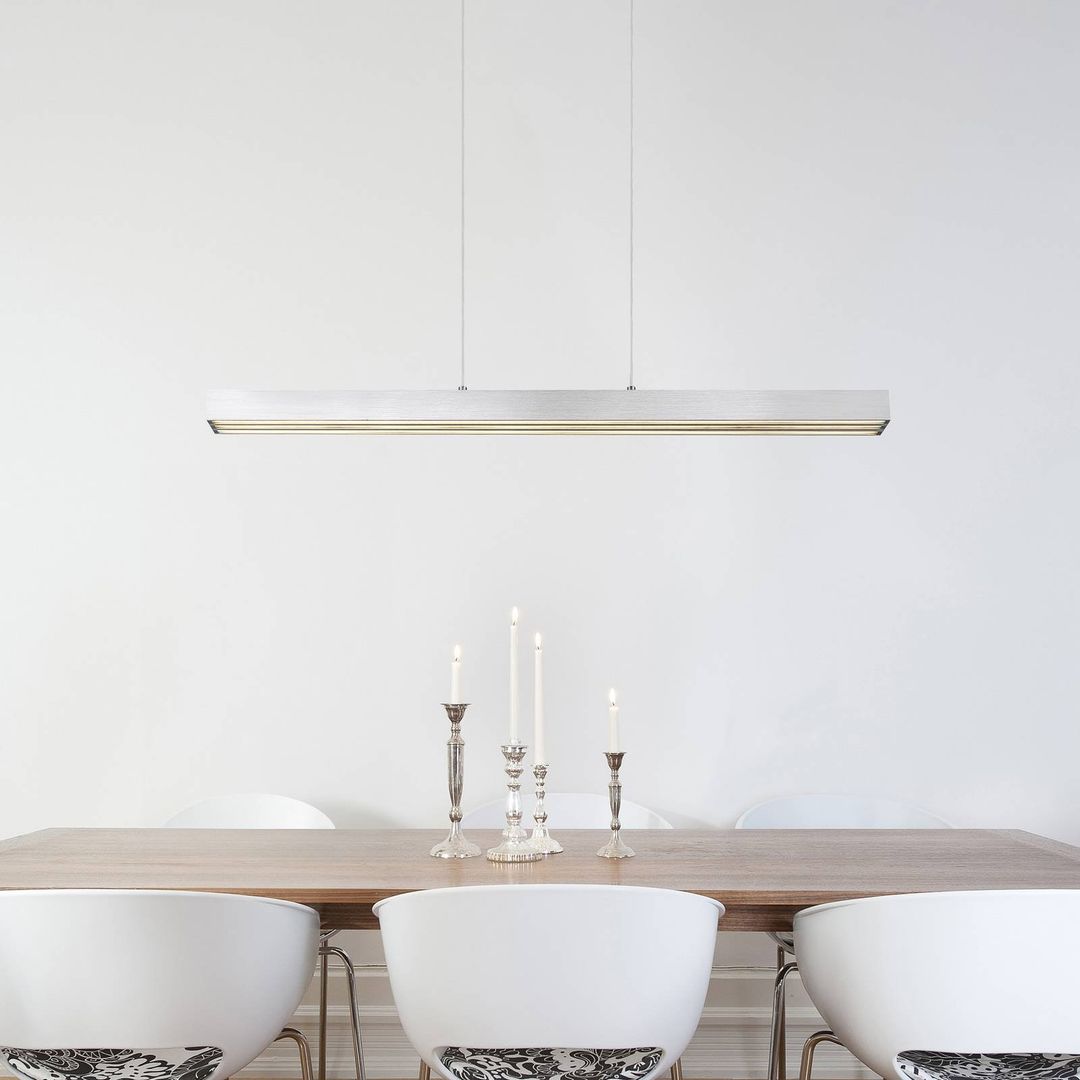 Globo LED hanging light Ethan, aluminium-coloured, metal, 150 cm, extendable - Image 1