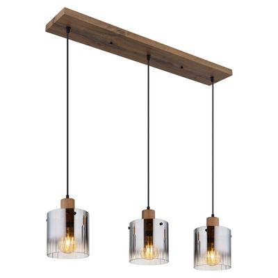 Globo Underwood pendant light, length 100 cm, brown/smoke grey, MDF - Thumbnail 2