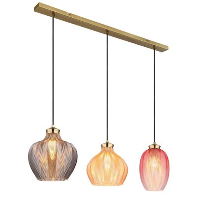 Globo Jessica hanging light, length 90 cm, colourful, 3-bulb, glass - Thumbnail 2